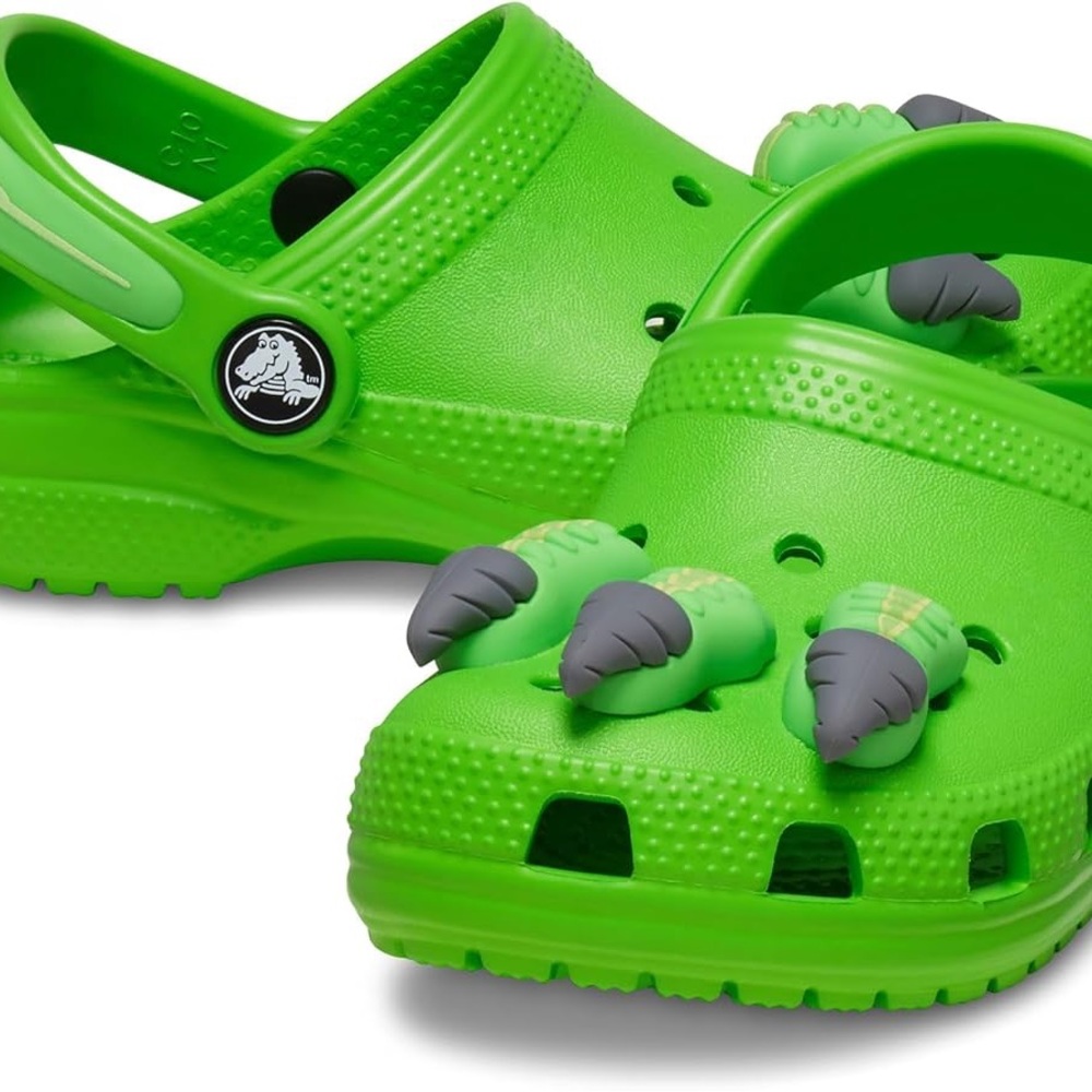 CROCS Green and Gray Sandals with Perforated Upper